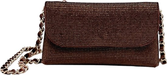 Flora & Co - clutch - avondtasje bling bling - handtas feestdagen - bruin