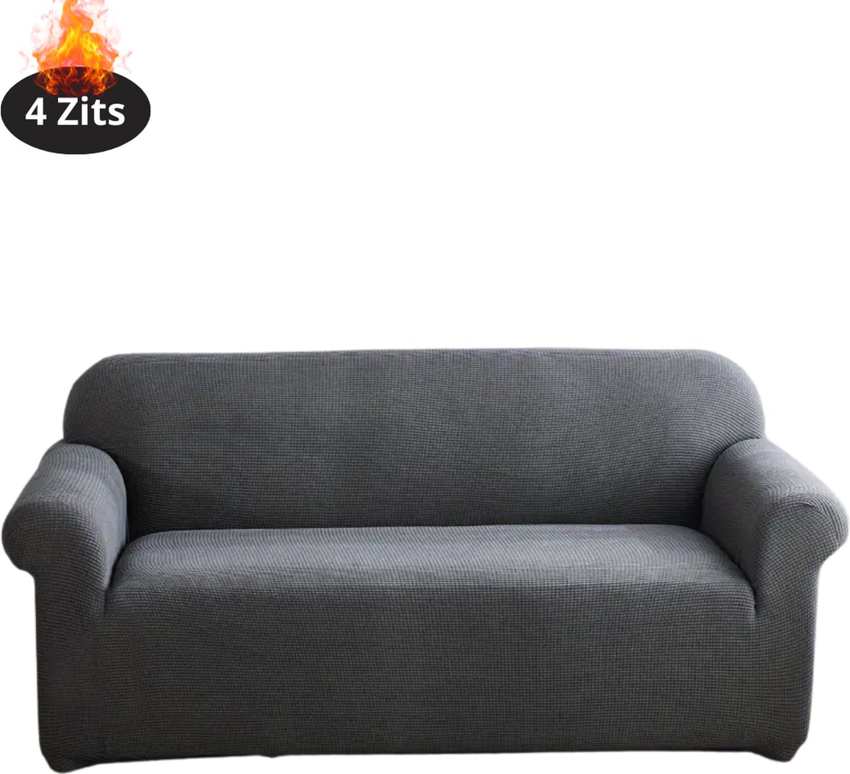 Livano Bankhoes - Bankbeschermer - Stretch - Sofa Cover - Effen - Donkergrijs - 4 Zits