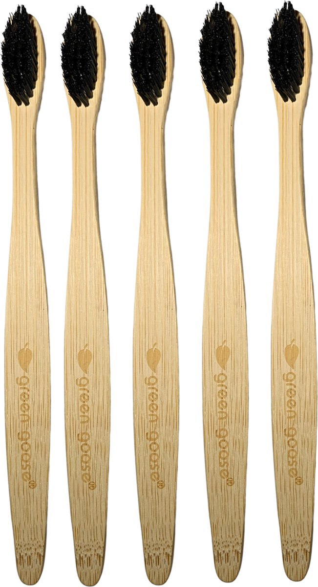 Goedkoopste Tandenborstel Bamboo met houtskool haren 5 stuks | Bamboo Tooth Brush | 100 natuurlijk en vegan | Biologisch afbreekbaar | BPA-vrij | Naturel tandenborstel | Zacht en medium