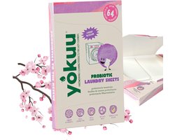 YOKUU Probiotische Wasstrips - 128 Wasbeurten - Kersenbloesem Geur - Ecologisch Wasmiddel - Reis Wasmiddel - Ultra Geconcentreerd en Voorgedoseerd - Ecologisch Wasproduct