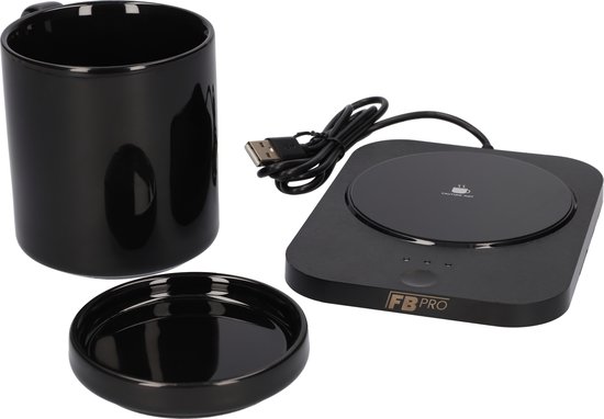 Chauffe-tasses - Chauffe-tasses Plaque chauffante pour votre Café ou Thee - Chauffe-tasses avec 3 réglages - Y compris une tasse avec couvercle de 350 ml - Joli gadget à offrir !