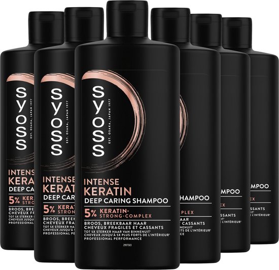 Foto: Syoss keratin shampoo haarverzorging sterker en gezonder haar broos and breekbaar haar voordeelverpakking 6x440ml