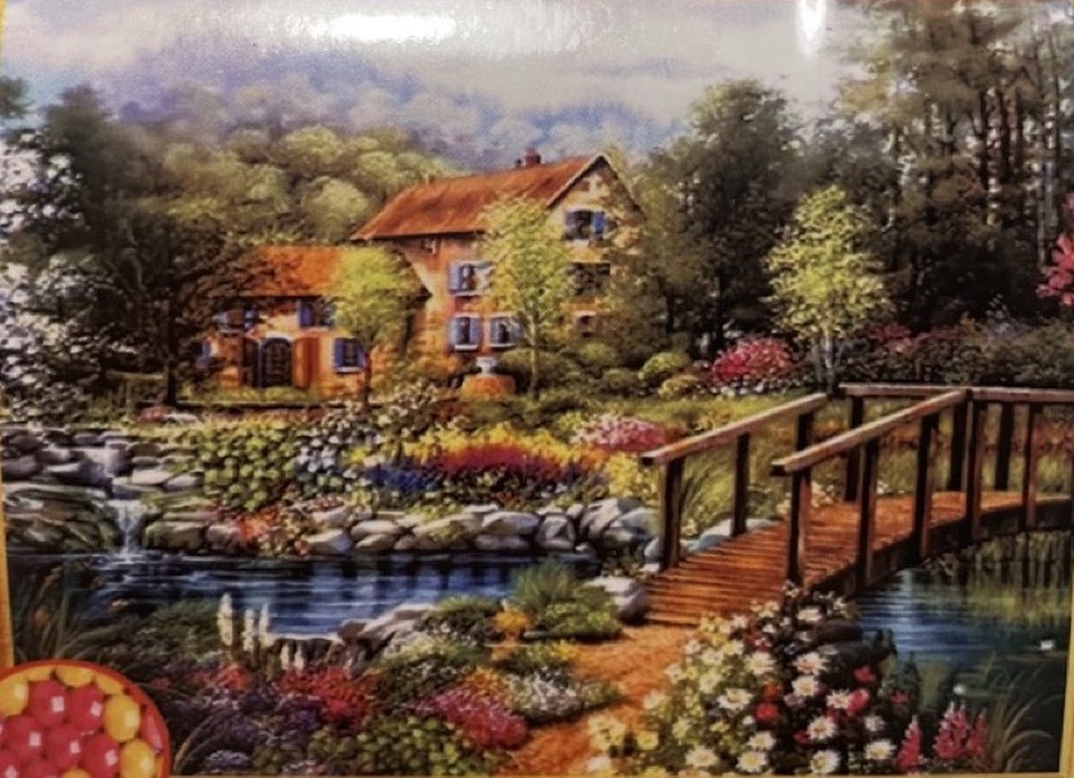 TOPMO -Huisje in het bos- Diamond painting- HQ Diamond Painting pakket - VOLLEDIG dekkend - Diamant Schilderen - voor Volwassenen – ROND- 40X50CM
