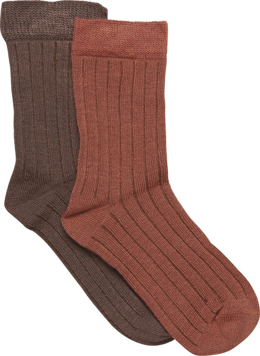 Minymo kindersokjes (set van 2) Cocoa Brown