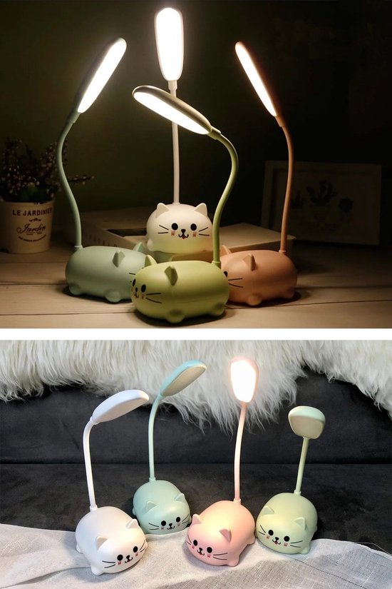 Kinder Bureaulamp - Led - Nachtlampje - USB oplaadbare - Student - Bedlampje - slaapkamer-kattenlamp