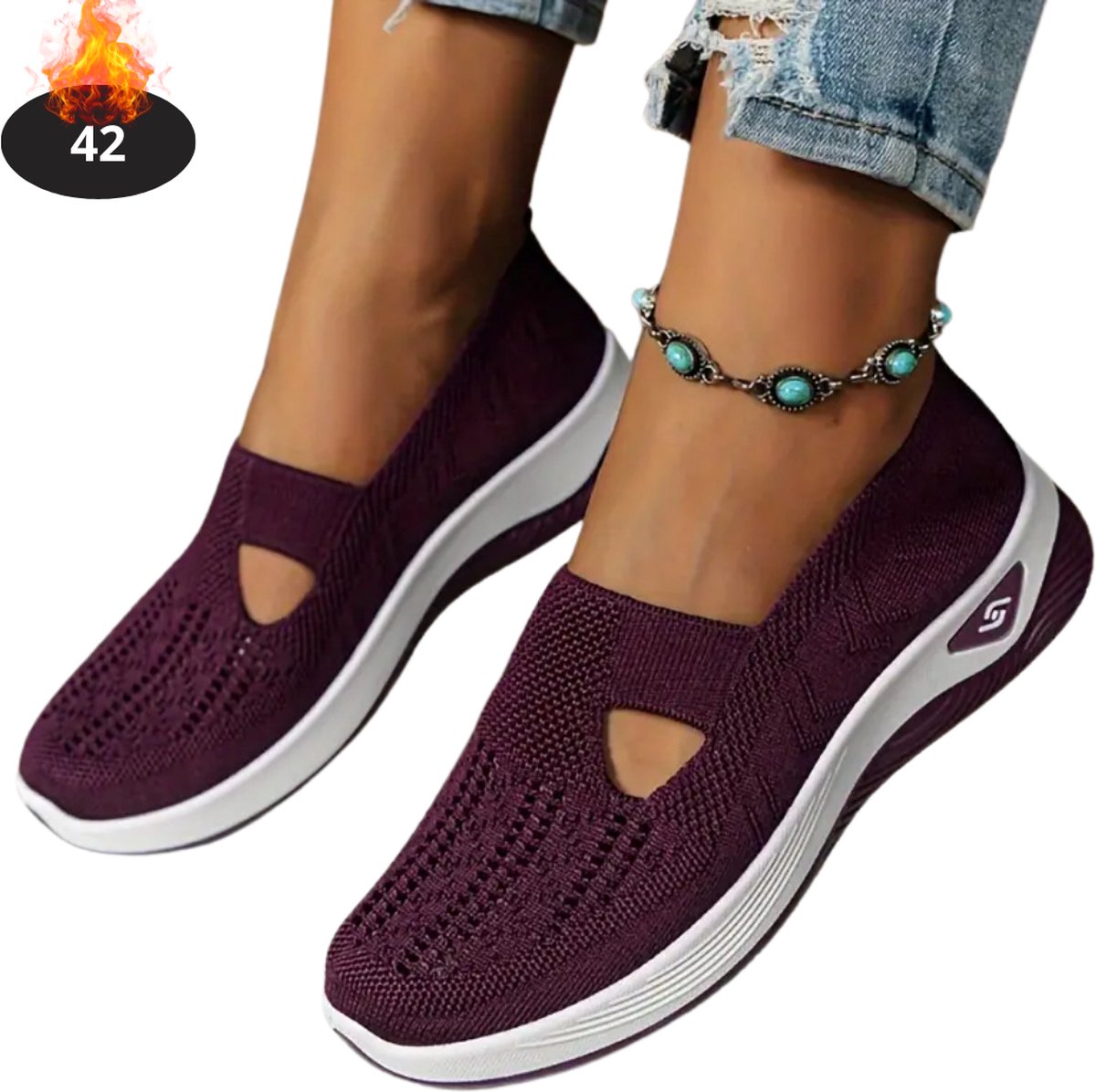 Nivard Schoenen Dames Sneakers Comfortabel Slippers Casual Volwassen Donkerpaars