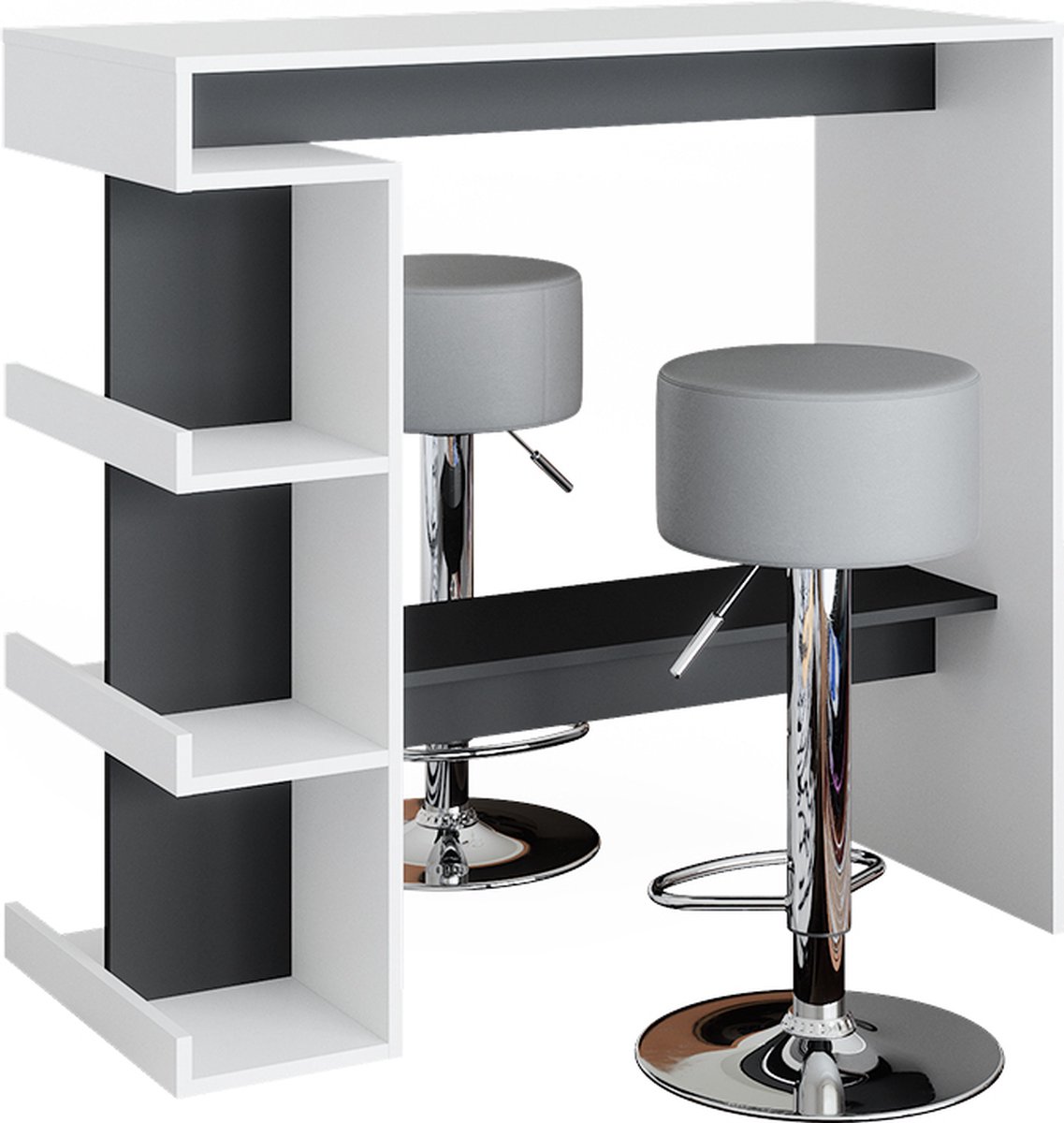 Vicco Dana Bartafel set – 108 x 50 cm met 2 barkrukken Wit