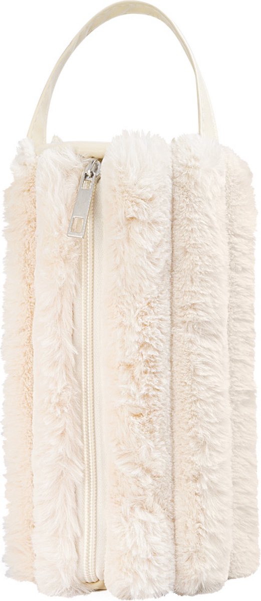 Glow & co makeup tas - Fluffy make up tas - Draagbare toilet tas - Beige