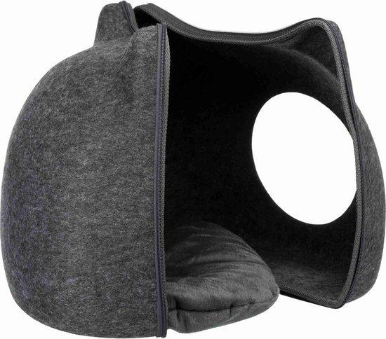 Trixie - Kattenmand - Relax Iglo - Kat - Vilt - Grijs - 38X37X35 cm