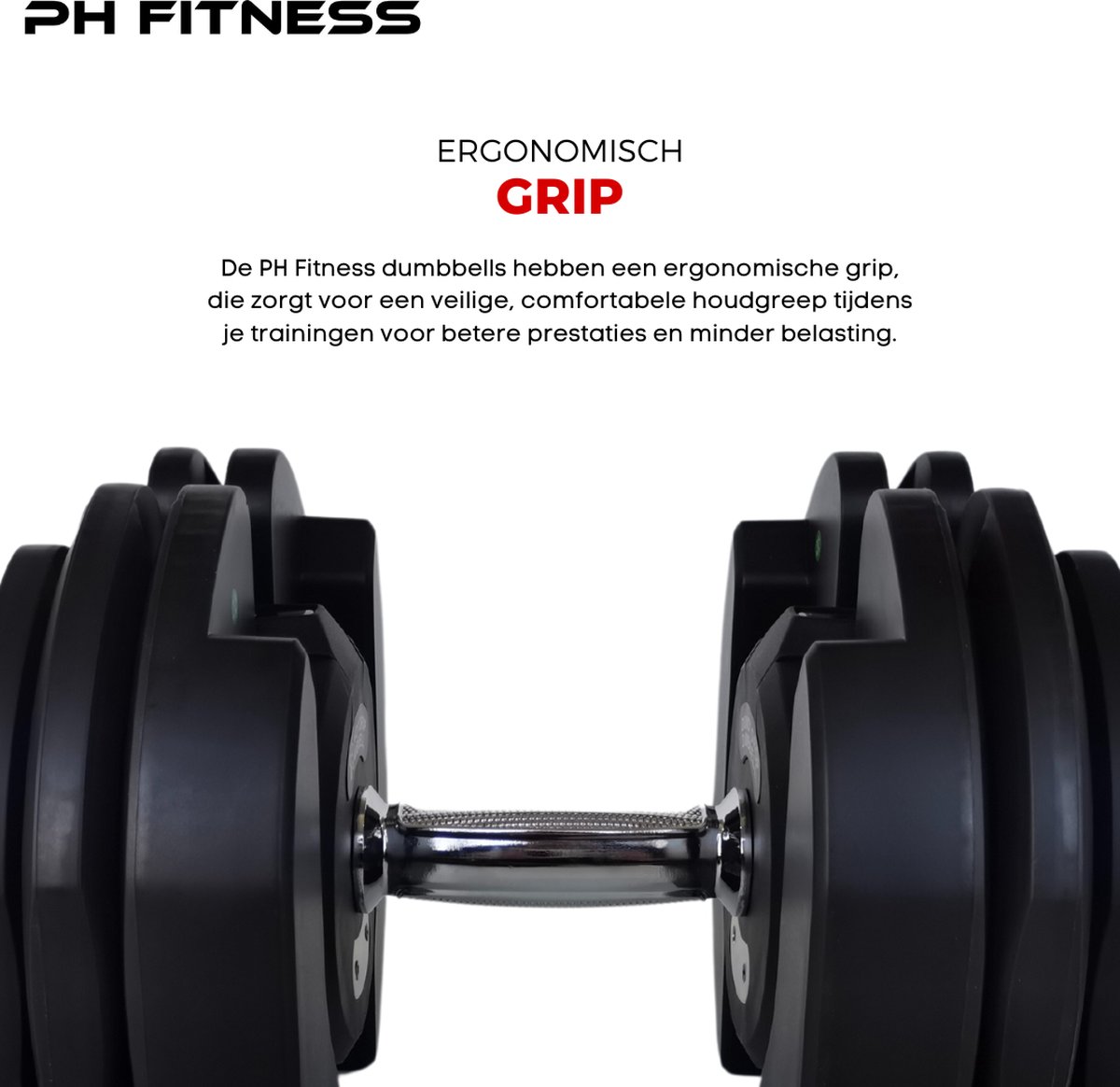 PH Fitness Verstelbare Dumbbells Set 40KG - 2 STUKS - Verstelbare Smart Dumbbells - Halterset voor Home Gym - Adjustable Dumbells van 5kg tot 40 kg - Complete Gewichten Set van 17 Dumbbells in één! – foto 3