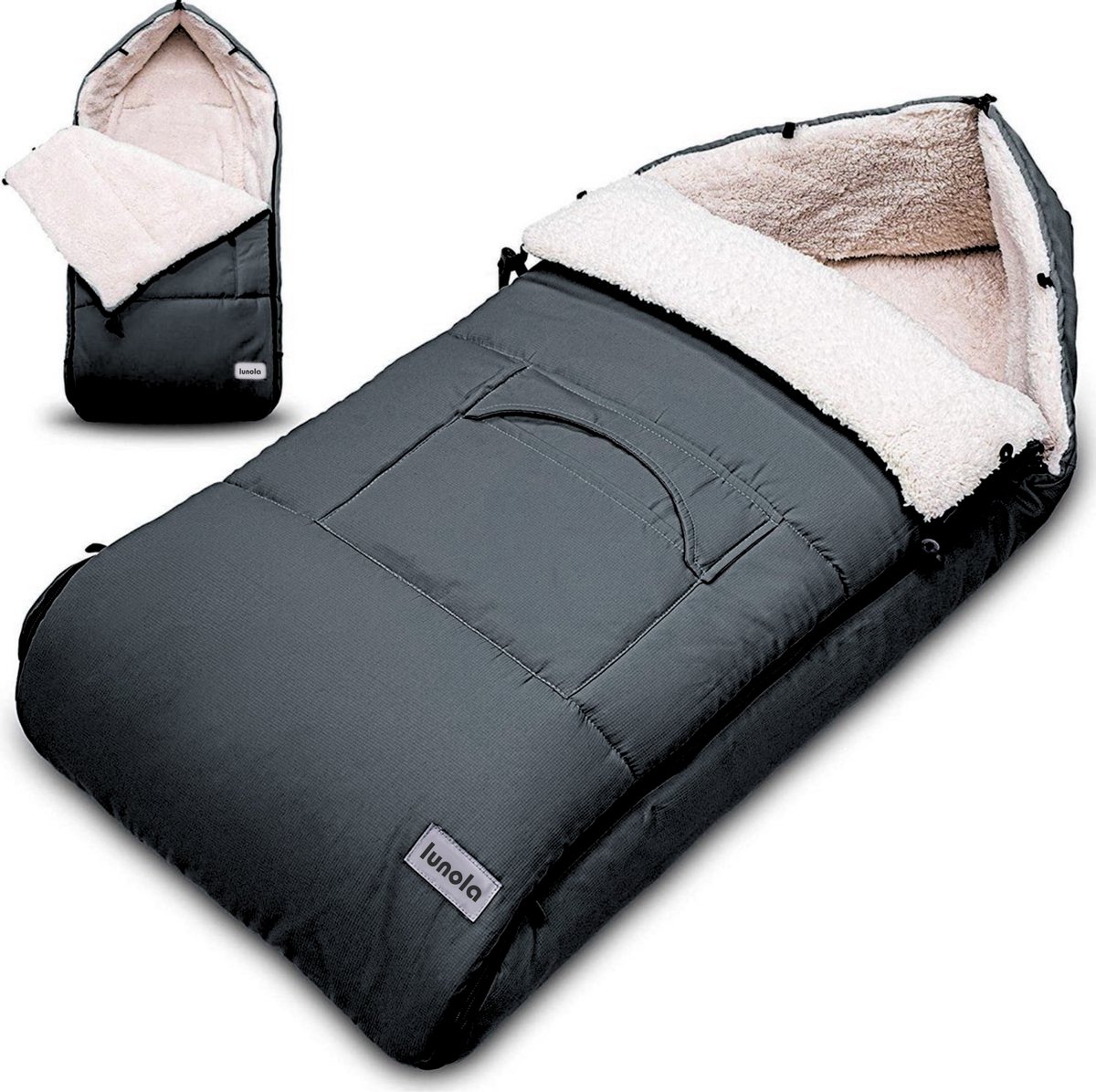 Lunola - Voetenzak voor Autostoel & Kinderwagen - Voetenzak Buggy - 90 x 50 cm - Donker Grijs