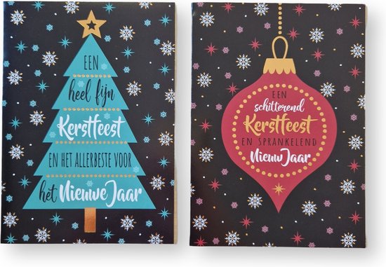 100 Luxe Kerst- en Nieuwjaarskaarten Met Pen - 9,5x14cm - 10 x 10 dubbele Kerstkaarten met enveloppen - serie Santa