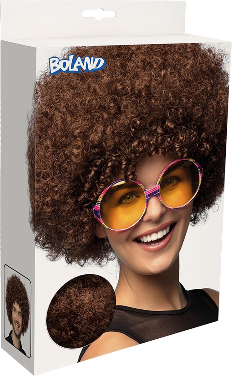 Boland - Pruik Groove bruin Bruin - Afro - Kort - Unisex - Danser/danseres - 70's, 80's & 90's - Disco — afbeelding 2