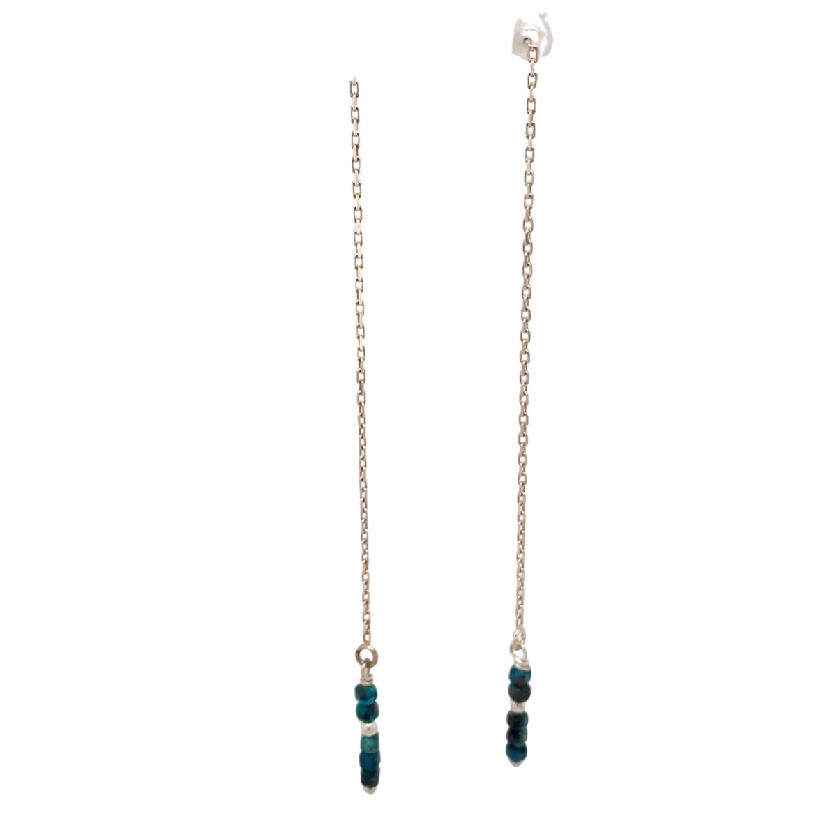 pat's jewels Oorbellen - Oorbellen Dames - Doortrek Oorbellen - Minimalistische Oorbellen - Zilver - Edelsteen - Blauw