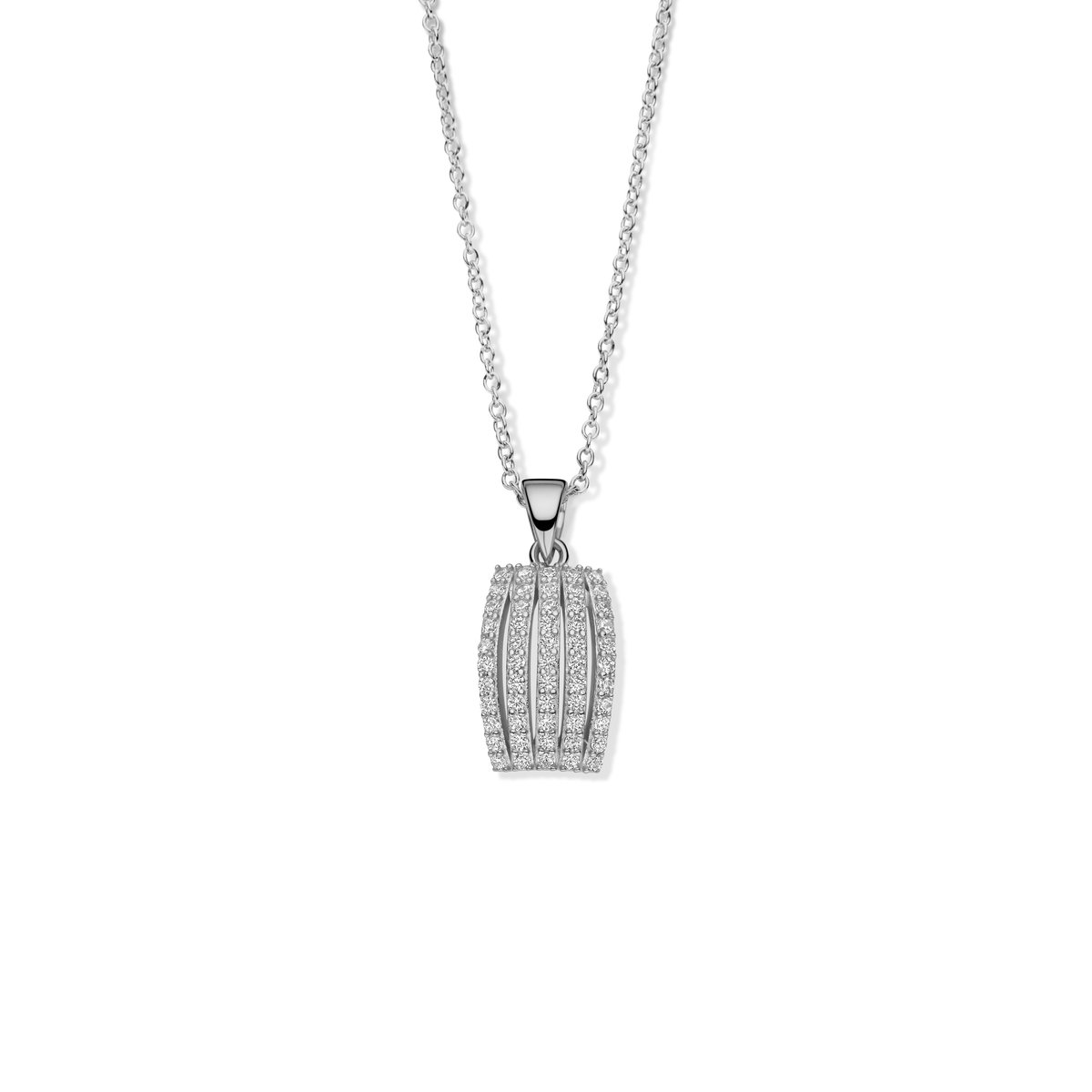 New Bling - 9NB-1429 - zilveren ketting met zirkonia steentjes - 925 sterling silver - rhodium plated - 38+5cm