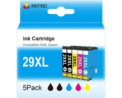 INKFIND 29XL inkt voor Epson29 Epson 29 Epson2991 2992 2993 2994 Epson29XL Epson 29XL inktcartridges multipack van 5 stuks geschikt voor printer…