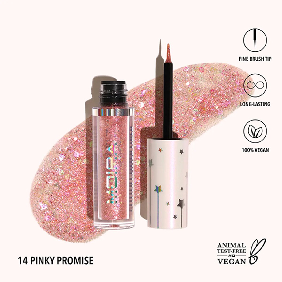 Moira Glitter Glitter Liner - 14 - Pinky Promise - VEGAN - Korean Beauty - Eyeliner - 2.5 ml