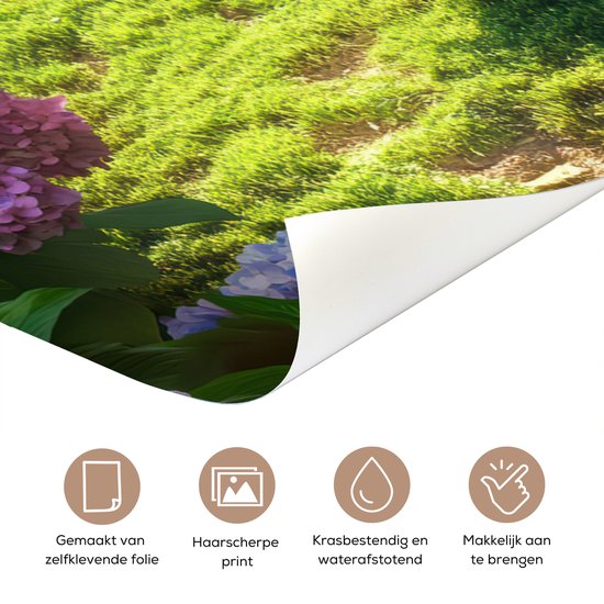 Deurposter 80x205 cm - Deursticker Natuur - Hortensia - Bloemen - Groen - Meubelfolie zelfklevend - Deurfolie woonkamer - Interieurfolie fotobehang - Deur plakfolie - Deurstickers - Deurbehang sticker - Kamer decoratie