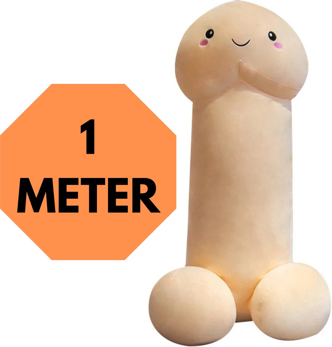 JustValue Penis Knuffel - 100 cm - Erotiek - Bodypillow - Piemel - Zacht - Kussen - Sex Toy - Beige - Vanille - Wit - Blank