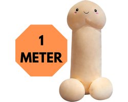 JustValue Penis Knuffel - 100 cm - Erotiek - Bodypillow - Piemel - Zacht - Kussen - Sex Toy - Beige - Vanille - Wit - Blank