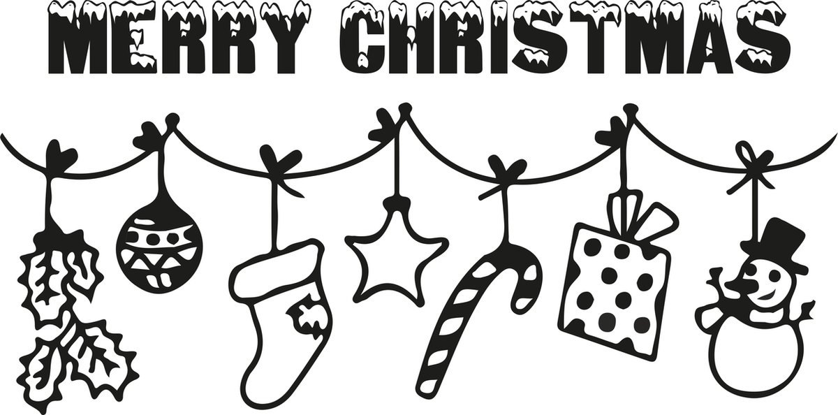 Raamsticker - Kerstslinger - Merry Christmas - 450mm x 223mm