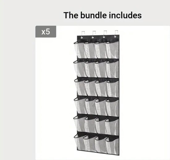 Nivard Étagère à chaussures – Banc à chaussures – Système de rangement Chaussures pour femmes – Organiseur de porte – Zwart et Wit – 5 pièces