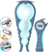 Potopener voor zwakke handen, senioren met artritis, 5-in-1 multifunctionele flesopener dekselopener voor artritische handen met antislip rubberen kruikopener grijper pad (rood