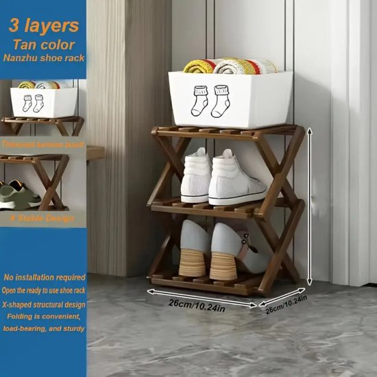 Étagère à chaussures Nivard - Banc à chaussures - Porte - Système de rangement Chaussures pour femmes - Organisateur - 3 niveaux