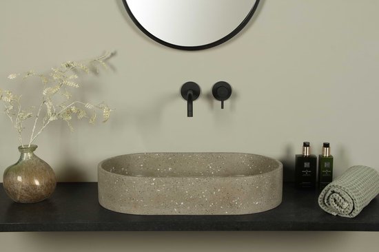 Lavabo en Terrazzo Marron Ovale 60×35 cm | TRZ-503bt