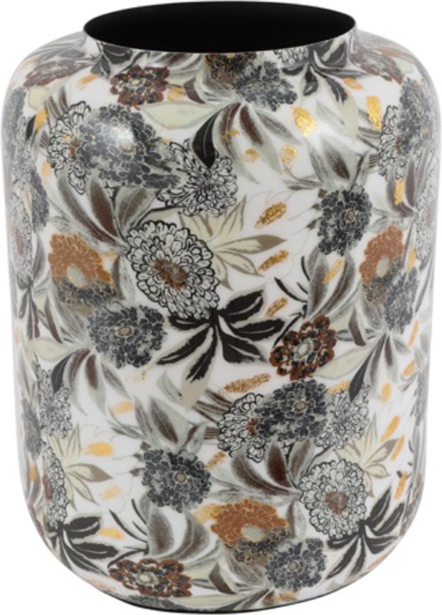 Countryfield Vaas Peony L wit-bruin 27x27x34cm. - Countryfield