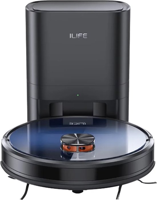Hanimo Ilife T 10S Robotstofzuiger - Robotstofzuiger Met Dweilfunctie - Robotstofzuiger Met Laadstation - Zelf-leegmakend Station - 3000Pa Zuigkracht - 2,5l Stofzak - LDS Navigatie - App en Stembediening - 150min. Looptijd - Zwart
