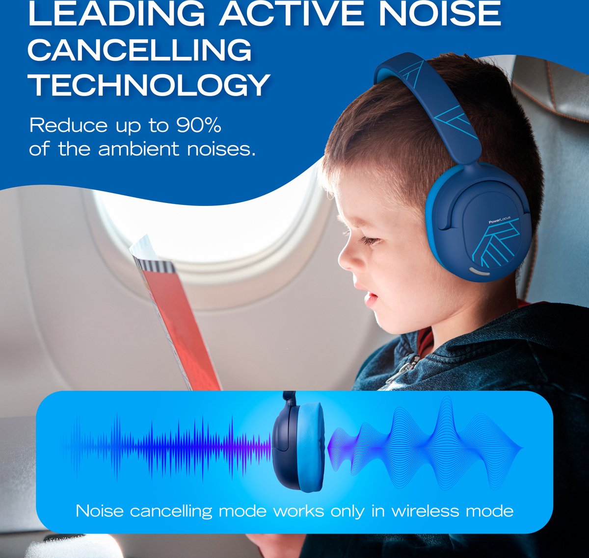 PowerLocus Lion Draadloze Kinderkoptelefoon met Active Noise - afbeelding 2