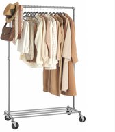 MIRA Home - Kledingrek - Wieltjes - Stabiel - Draagvermogen 90 kg - 100x49x163 cm