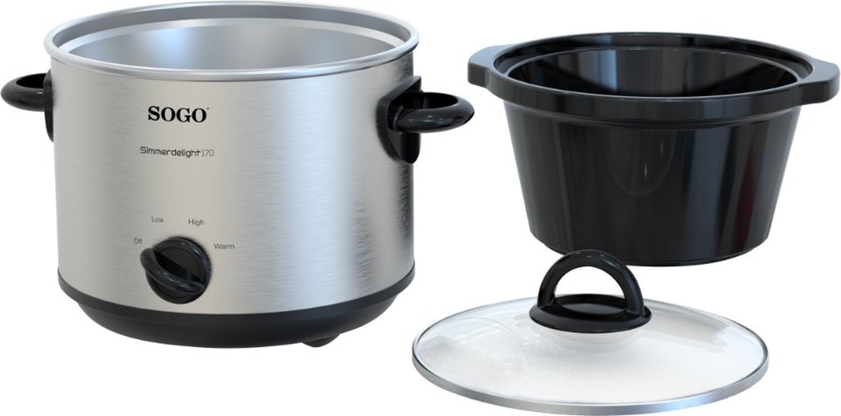 Afbeelding 3 van SOGO Slowcooker Geschikt voor 4 Personen - 3 Liter - 3 Kookfuncties - 170W - RVS