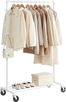 MIRA Home - Kledingrek - Kledingrekstang - Kapstok - Opbergrek - Garderoberek Met Haken - Wit- 100x49x163cm
