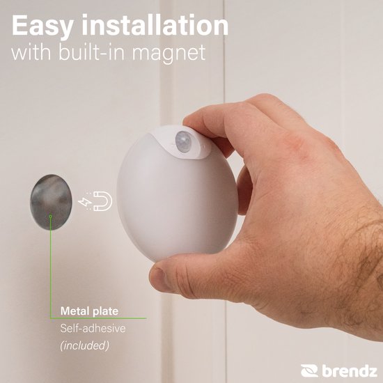 Brendz LED ronde Nachtlampje Bewegingssensor, USB-C Oplaadbaar, Magnetisch, 2 stuks, Warm Wit 3000K, Dimbaar, Kastverlichting Draadloos, Keukenverlichting, Trapverlichting van Merkloos — afbeelding 3