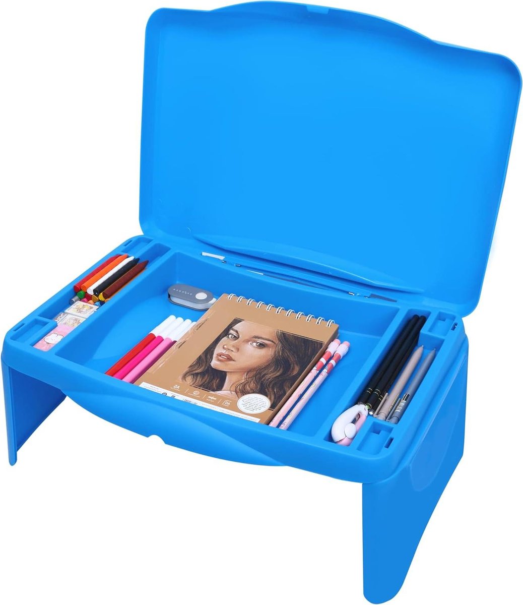 Multi-Purpose Activity Lap Desk - Dark Blue - Folding Stand for Laptop and More - Bed Table with Serving Tray - Breakfast Reading Notebooks .