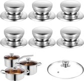 Dekselknop Pan Pot 6 Stuks Pot Pan Deksel Knop kookpan Pot Deksel Knoppen Vervangende Handgreep Van Deksel Pot Pan Pot Deksel Knoppen RVS met schroeven Voor Pan Pot Ketel Deksels Universele Handvat