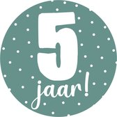 Sticker 5 jaar groen - traktatie sticker verjaardag - kleuter kind - kinderfeestje - 20 stuks