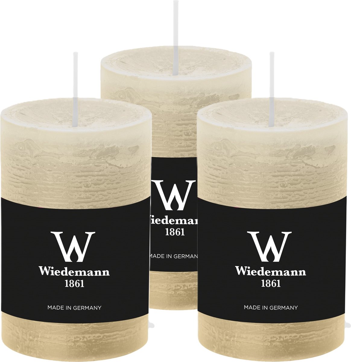 Wiedemann Cilinderkaars/stompkaars - 6x - rustieke kaars - ivoorwit - 6 x 9 cm - 30 branduren