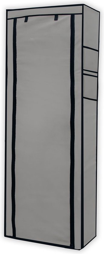 Intirilife opvouwbare kledingkast – 170x58x28 cm – ash grey – 9 vakken