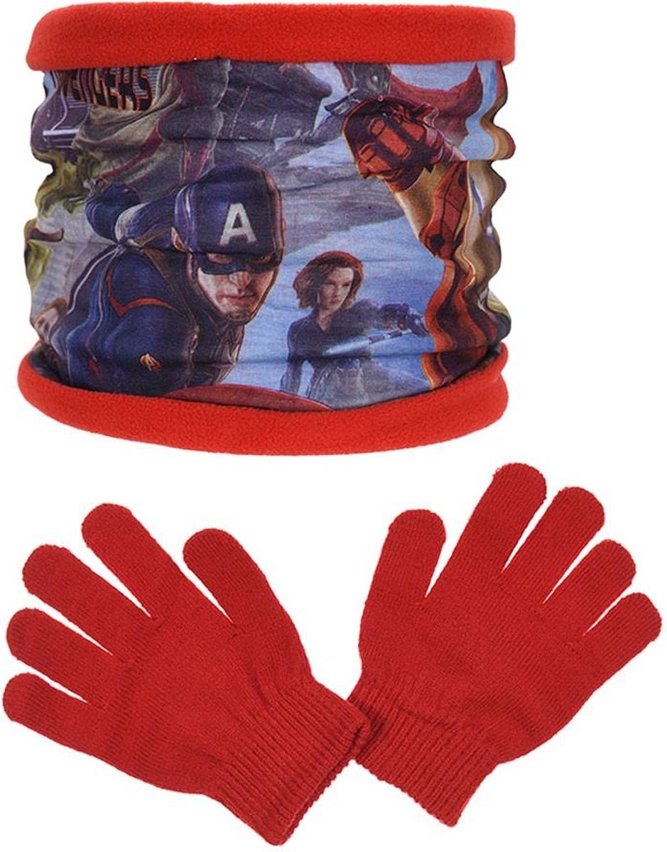 Avengers - Colsjaal Marvel Avengers + handschoenen - rood - One size (3-6 jaar)