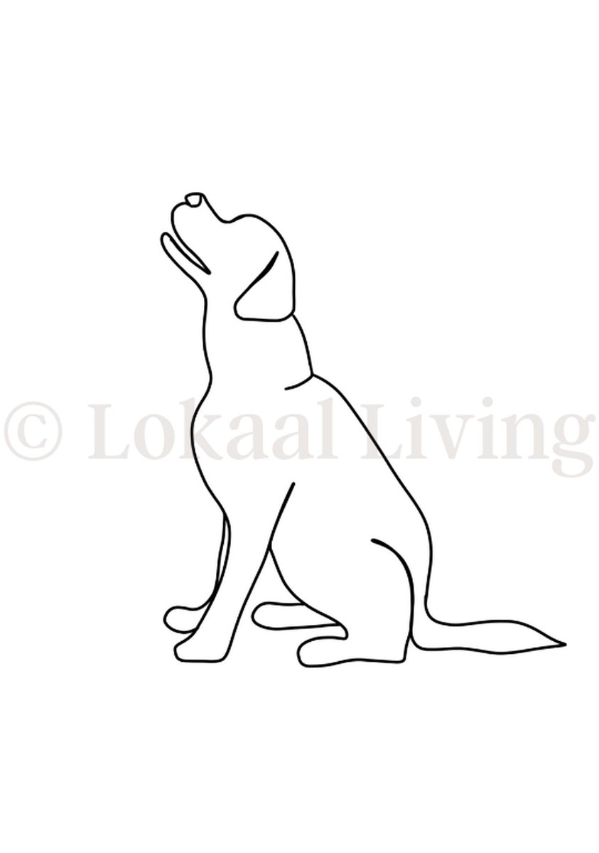 Lokaal Living - a4 poster - hond - labrador - one line - line art - zwart wit