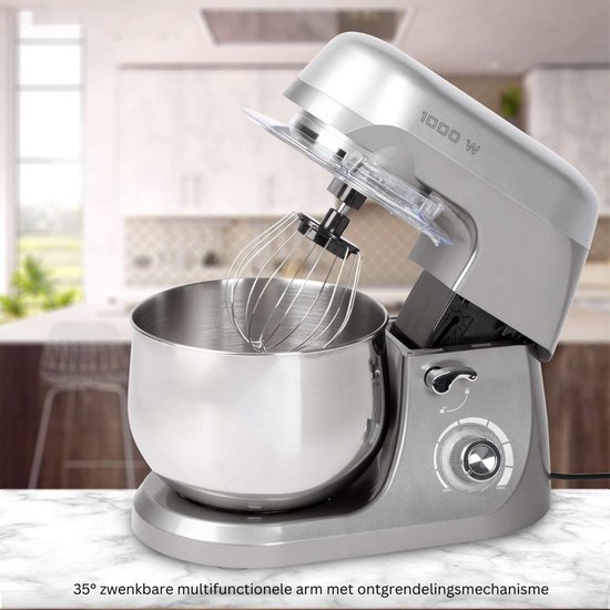 White-Label® Keukenrobot - Keukenmixer - Deegmachine Zwaar Deeg - Zilver van Merkloos — afbeelding 4
