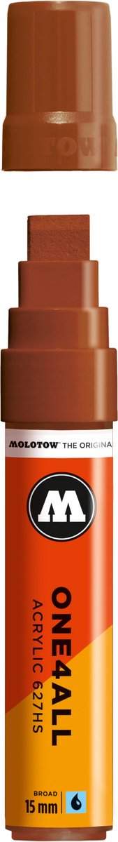Molotow ONE4ALL 15mm Acryl Marker - Bruin - Geschikt voor vele oppervlaktes zoals canvas, hout, steen, keramiek, plastic, glas, papier, leer...