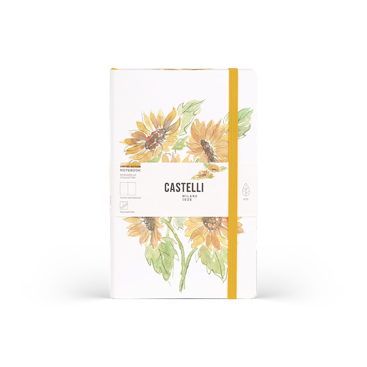 Castelli Milano A5 notitieboek Acquarello - Sun flowers - blanco inhoud - 130x210 mm - Made in Italy