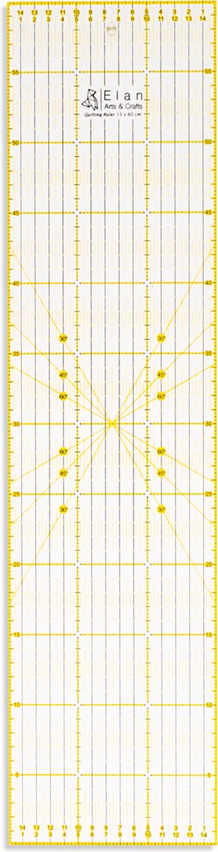 Elan Patchwork Liniaal 60 cm x 15 cm, Anti-slip Quilt Liniaal, Quiltliniaal, Metrische Liniaal, Acrylliniaal, Naailiniaal voor Quiltbenodigdheden, Patchwork Vierkant, Quiltaccessoires