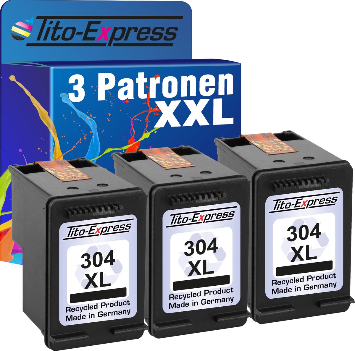 PlatinumSerie 3x gerecyclede inkt cartridges voor HP 304 XL Color
