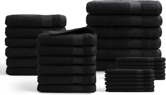 Ensemble de serviettes 30 pièces - Hotel Collection - 100% coton 500 GSM - noir