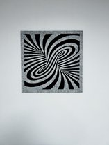 Akoestisch PET vilt wandpaneel - Illusie - Grijs - Zwart - 48cm x 48cm x 18mm - PET vilt van gerecyclede PET flessen - Wanddecoratie - akoestische wanddecoratie - Muurdecoratie - Modern